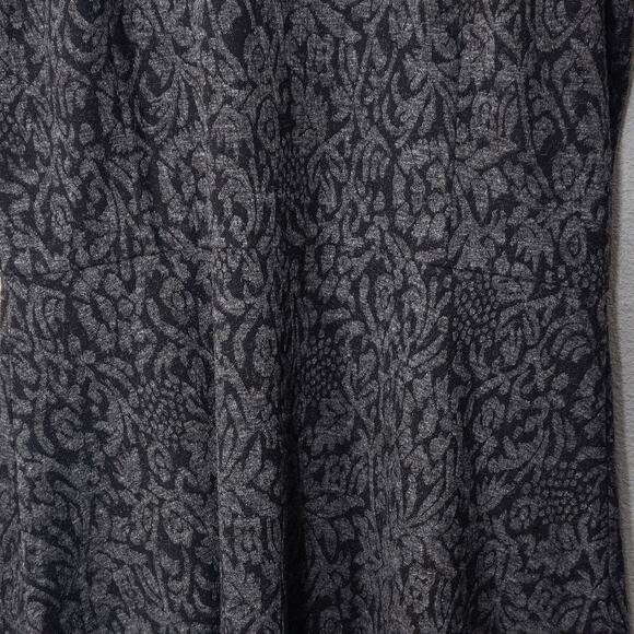 LOFT Jacquard Knit Dress Charcoal Black Size M Vintage Inspired Print - Picture 4 of 11